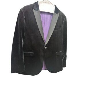NEW Men's Mark of Distinction Black Velvet prom tuxedo dinner jacket  44S